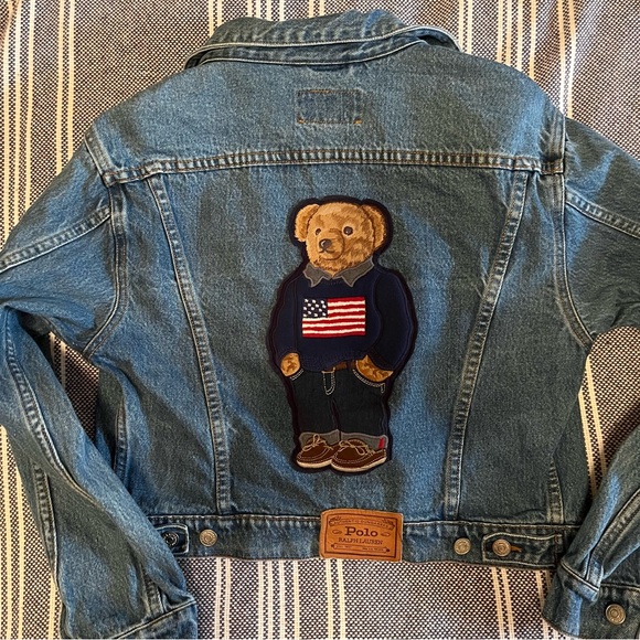 ‼️SOLD‼️ Polo Ralph Lauren denim trucker jacket with preppy bear patch – custom - Picture 2 of 9
